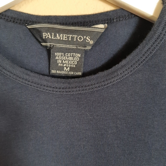 Palmettos Cotton Navy Long Sleeve Tee 3/4 Sleeve Crewneck Basics Minimalist - Picture 6 of 7